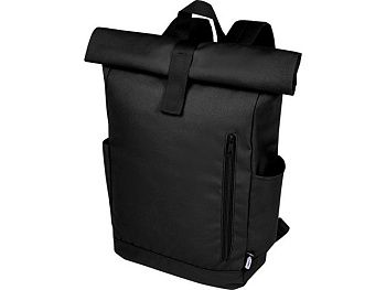Рюкзак Byron 15,6" объемом 18 л со скручиваемым верхом, изготовленный из переработанного ПЭТ по стандарту GRS, черный Рюкзак Byron 15,6" объемом 18 л со скручиваемым верхом, изготовленный из переработанного ПЭТ по стандарту GRS, черный