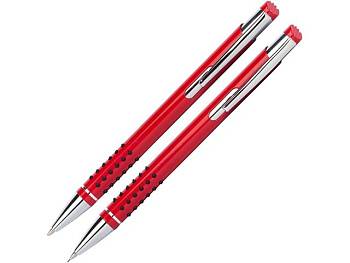 Набор «Онтарио: ручка шариковая, карандаш механический, красный/серебристый