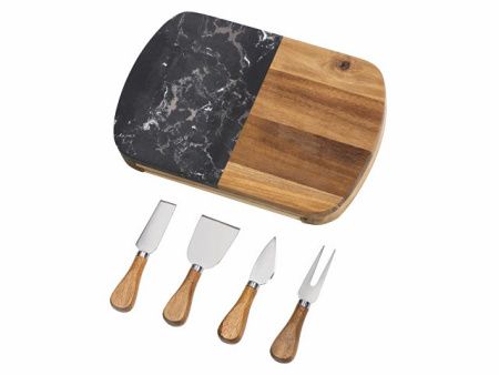 Набор для сыра в подарочной коробке из акации и мрамора "Date"