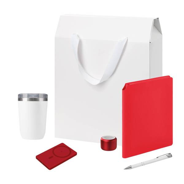 Подарочный набор Welcome Pack Premium, серебряный (термокружка, колонка, ежедневник, ручка, ЗУ