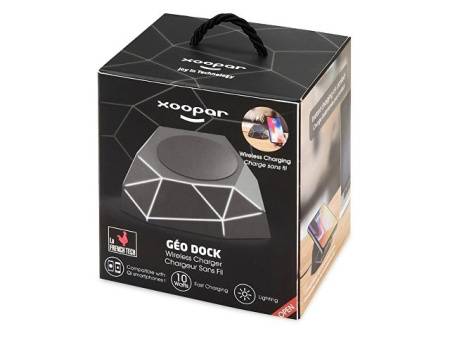 Док-станция «Geo Dock» с быстрой беспроводной зарядкой, черный с белой подсветкой. XOOPAR (P)