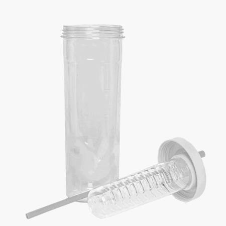 Бутылка для воды LONG DRINK с контейнером для фруктов и трубочкой, 700мл. белый с прозрачным, тритан