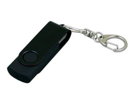 USB 2.0- флешка промо на 16 Гб с поворотным механизмом и однотонным металлическим клипом