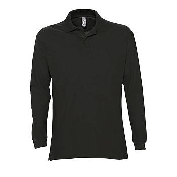 Рубашка поло мужская с длинным рукавом STAR, черный, S, 100% хлопок, 170 г/м2 Рубашка поло мужская с длинным рукавом STAR, черный, S, 100% хлопок, 170 г/м2