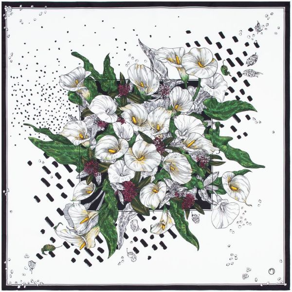 Платок шелковый Delicate, пионы