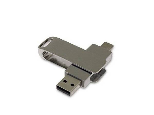 USB 3.0- флешка на 16 Гб с поворотным механизмом и дополнительным разъемом Type-C