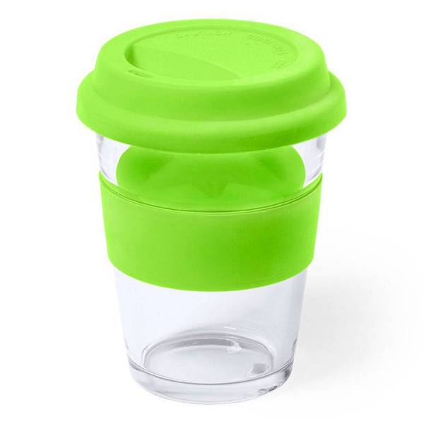 Стакан DURNOX с силиконовой крышкой, прозрачный с белым, 350мл, 12,4х9,5см, стекло