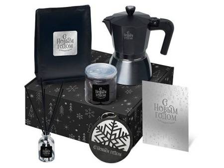Подарочный набор с гейзерной кофеваркой, кофе и диффузором
