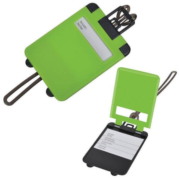 Бирка багажная  "Чемодан",  ярко-зеленый,  5.6*7.8 см, пластик