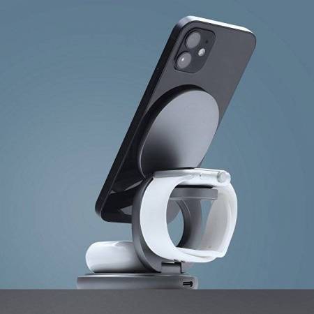 Беспроводная зарядная станция 3 в 1 MagSafe Rotation QI складная, графит, Deppa