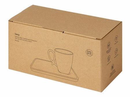 Чайная пара с бамбуковым блюдцем "Deny", белый