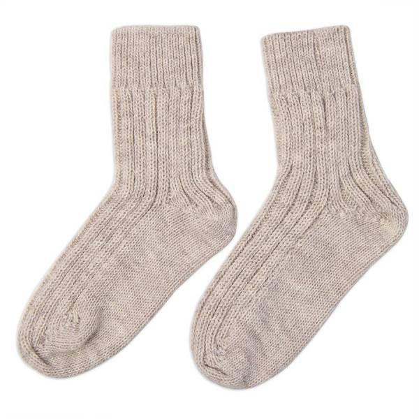 Носки вязаные НАСВЯЗИ©, бежевый меланж, 30% шерсть