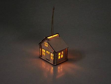 Подвеска с подсветкой домик (с мерцающей свечкой)