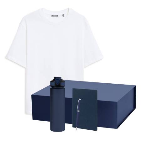 Набор с одеждой RUST NEO (футболка, бутылка, ежедневник, ручка), белый/синий