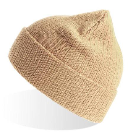 Шапка вязаная  RIO, с отворотом, бежевый, 50% переработанный полиэстер