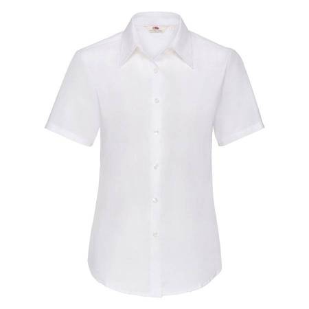 Рубашка "Lady-Fit Short Sleeve Oxford Shirt", белый_XS, 70% х/б, 30% п/э