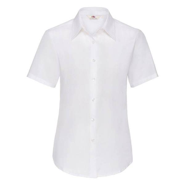 Рубашка "Lady-Fit Short Sleeve Oxford Shirt", белый_XS, 70% х/б, 30% п/э