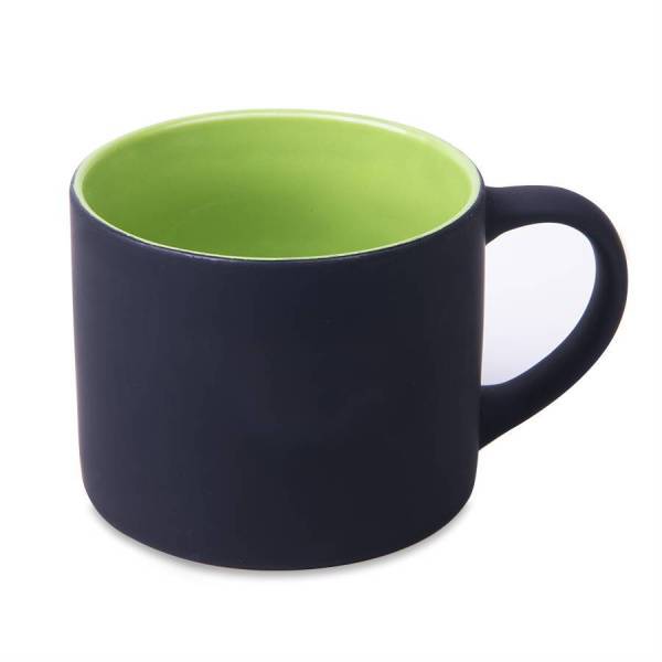 Кружка YASNA с прорезиненным покрытием, черный с голубым, 310 мл