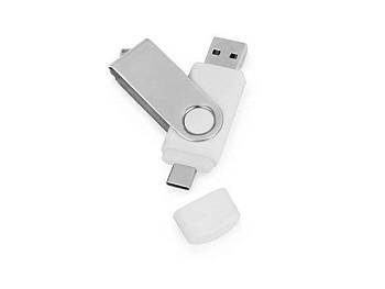 USB3.0/USB Type-C флешка на 16 Гб «Квебек C», белый USB3.0/USB Type-C флешка на 16 Гб «Квебек C», белый