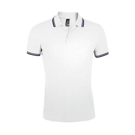 Футболка поло "Pasadena Men" белый, голубой__S, 100% х/б