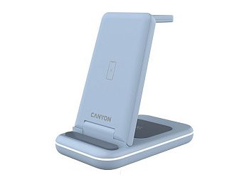 Беспроводное зарядное устройство 3-в-1 CANYON WS-304 (CNS-WCS304B), 15W, голубой Беспроводное зарядное устройство 3-в-1 CANYON WS-304 (CNS-WCS304B), 15W, голубой