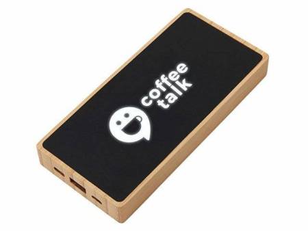 Внешний аккумулятор с подсветкой лого и солнечной панелью «Reedia S1», 10000 mAh, бамбук, черный