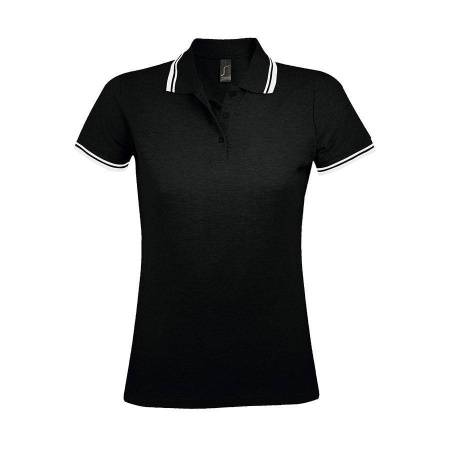 Футболка поло "Pasadena Women" белый, голубой__S, 100% х/б