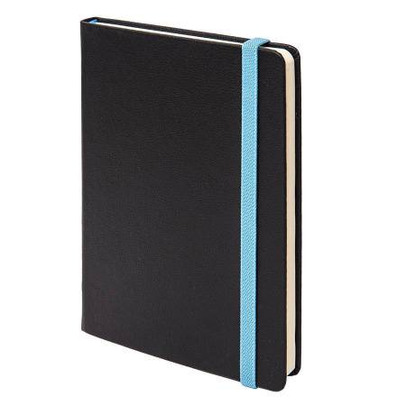 Ежедневник недатированный Ray, А5, черный/голубой, кремовый блок