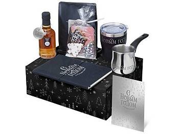 Подарочный набор с туркой, кофе и термокружкой, черный