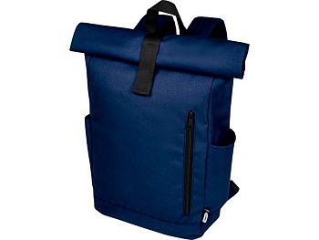 Рюкзак Byron 15,6" объемом 18 л со скручиваемым верхом, изготовленный из переработанного ПЭТ по стандарту GRS, темно-синий Рюкзак Byron 15,6" объемом 18 л со скручиваемым верхом, изготовленный из переработанного ПЭТ по стандарту GRS, темно-синий