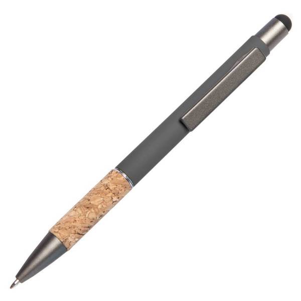Ручка шариковая FACTOR GRIP со стилусом, красный/темно-серый, металл, пластик, пробка