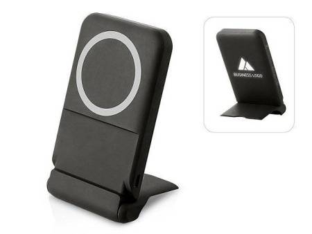 Беспроводной внешний аккумулятор с подсветкой лого и подставкой «Magflash», 10000 мАч, 15 Вт, черный