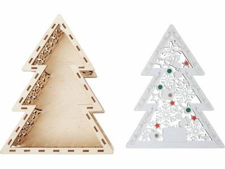 Шкатулка из фанеры в виде елки "Firytale" , серебристая