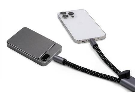 Ремешок-держатель для телефона с зарядным кабелем USB-C - USB-C «Lany Wristband Charge Eco», серый