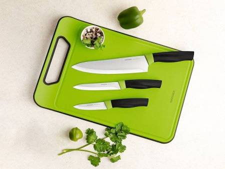Набор из 3 ножей с пластиковой разделочной доской, NADOBA, серия OLIVIA
