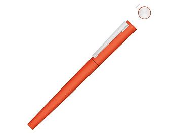 Ручка металлическая роллер «Brush R GUM» soft-touch с зеркальной гравировкой, оранжевый Ручка металлическая роллер «Brush R GUM» soft-touch с зеркальной гравировкой, оранжевый
