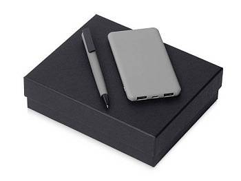 Подарочный набор c пластиковой ручкой, повербанком С1, 5000 mAh, серый Подарочный набор c пластиковой ручкой, повербанком С1, 5000 mAh, серый