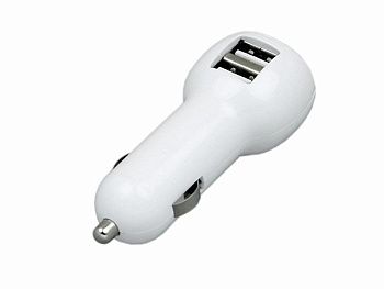 Автомобильная зарядка CC-01, 2 USB порта, белый цвет. Автомобильная зарядка CC-01, 2 USB порта, белый цвет.