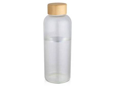 Бутылка Mirage из боросиликатного стекла объемом 650 мл с одинарными стенками и крышкой из бамбука - Прозрачный