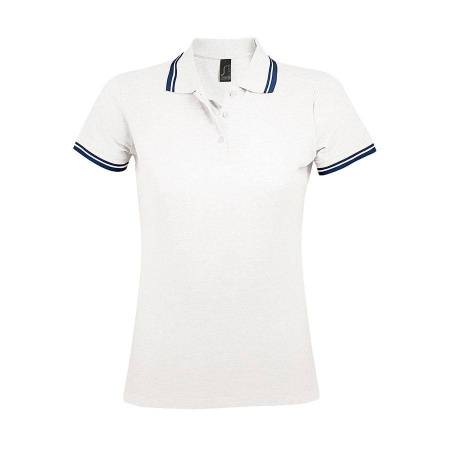 Футболка поло "Pasadena Women" белый, голубой__S, 100% х/б