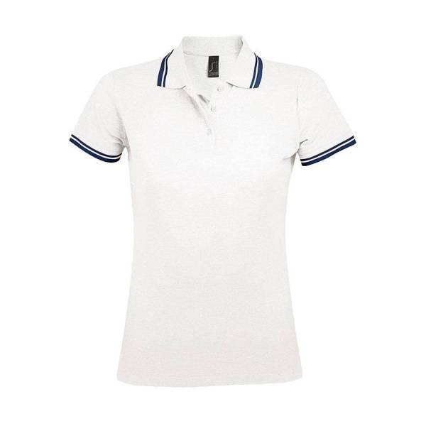 Футболка поло "Pasadena Women" белый, голубой__S, 100% х/б