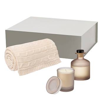 Подарочный набор Mizu, Fado, бежевый (свеча, диффузор, плед)