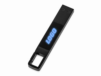USB 2.0- флешка на 32 Гб c подсветкой логотипа «Hook LED», темно-серый, синяя подсветка USB 2.0- флешка на 32 Гб c подсветкой логотипа «Hook LED», темно-серый, синяя подсветка