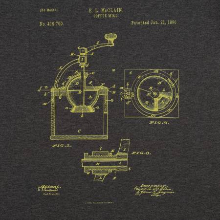 Футболка приталенная Old Patents. Coffee Mill, черный меланж, размер S