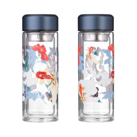 Бутылка стеклянная с двойными стенками, Aravia, 380 ml, синяя