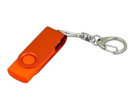 USB 2.0- флешка промо на 16 Гб с поворотным механизмом и однотонным металлическим клипом