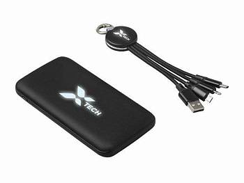 Набор из внешнего акуумулятора и универсального кабеля с подсветкой лого «Reserve LED», 10000mAh, черный