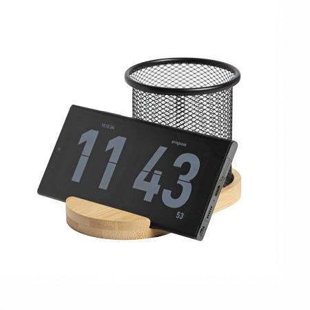 Набор: подставка под телефон SATELLIT со стаканом для канцелярских принадлежностей, бежевый/черный, 