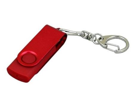 USB 2.0- флешка промо на 16 Гб с поворотным механизмом и однотонным металлическим клипом