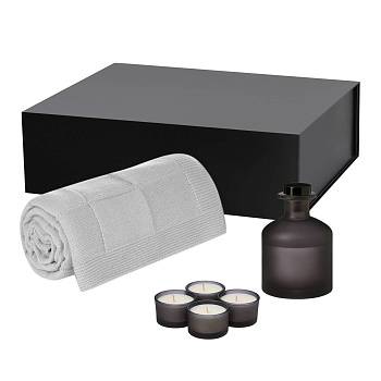 Подарочный набор Sento, Cella Soft, серый (свеча, диффузор, плед)